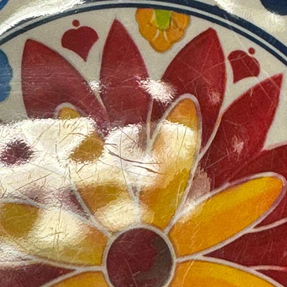 Tuscan Floral Sunflower Melamine Lunch Salad Plates Set Of 4 Red Multicolor - Picture 3 of 9